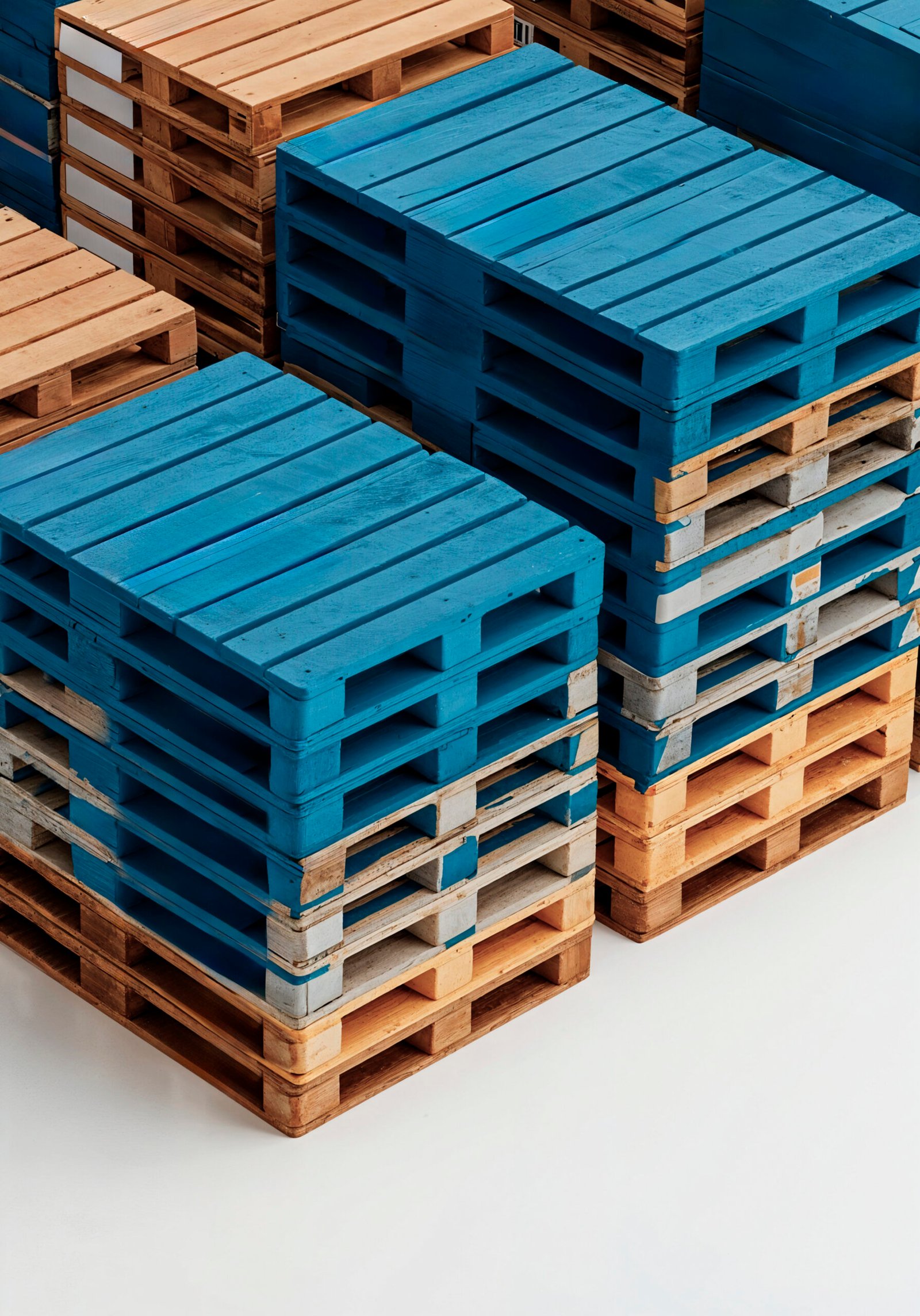 paletas-de-madera-azules-y-marrones-apiladas